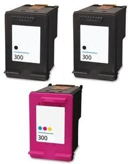 Remanufactured HP 300 Black (CC640EE) & 300 Colour (CC643EE) High Capacity Ink Cartridges + EXTRA BLACK 